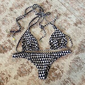 Tori Praver Navy Chevron Bikini Set